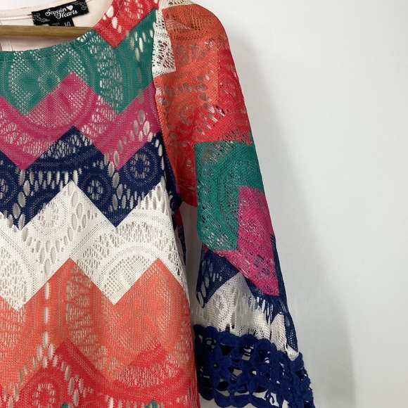 Sequin heart multicolor lace A line summer spring tunic - Picture 6 of 13